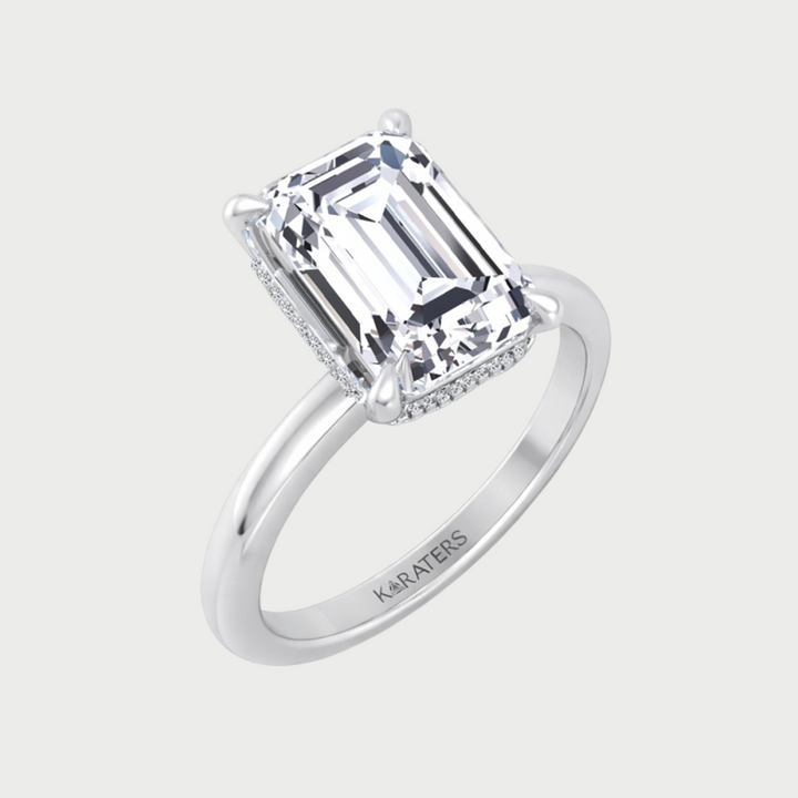 WG Invisible Emerald Shape Solitaire Lab-Grown Diamond Engagement Ring side view