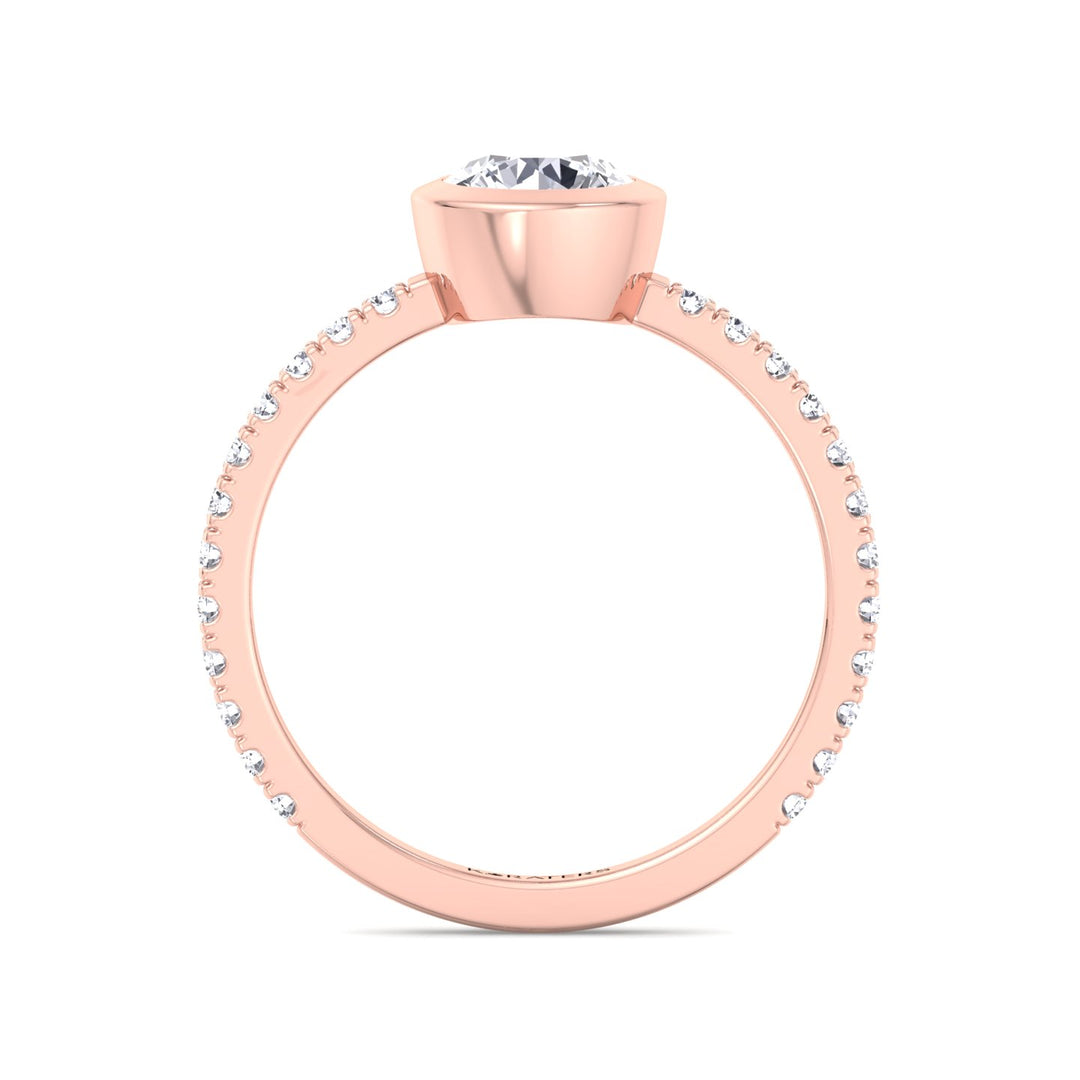 Engagement Ring with Pave band Rose Gold