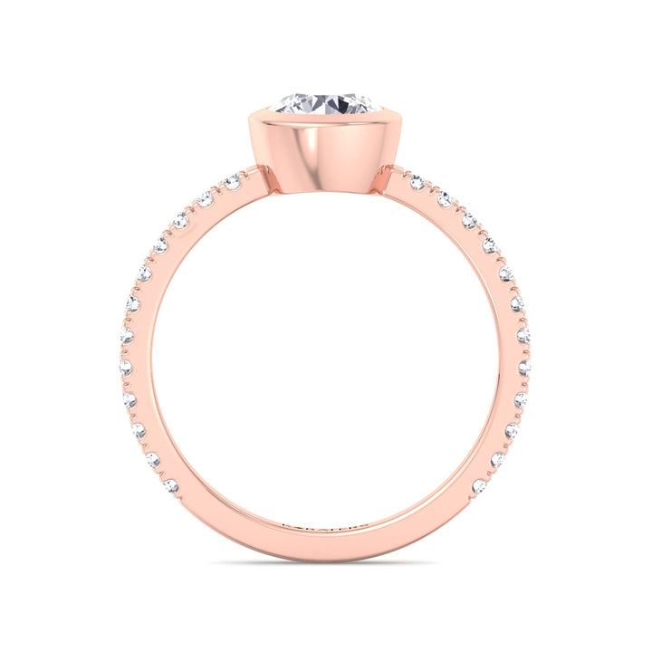 Engagement Ring with Pave band Rose Gold