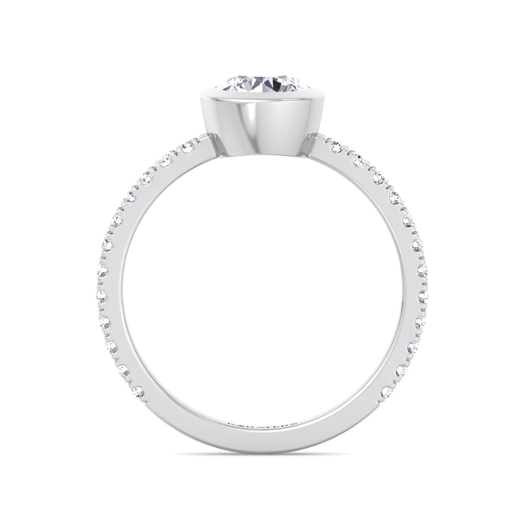 Engagement Ring with Pave band White Gold