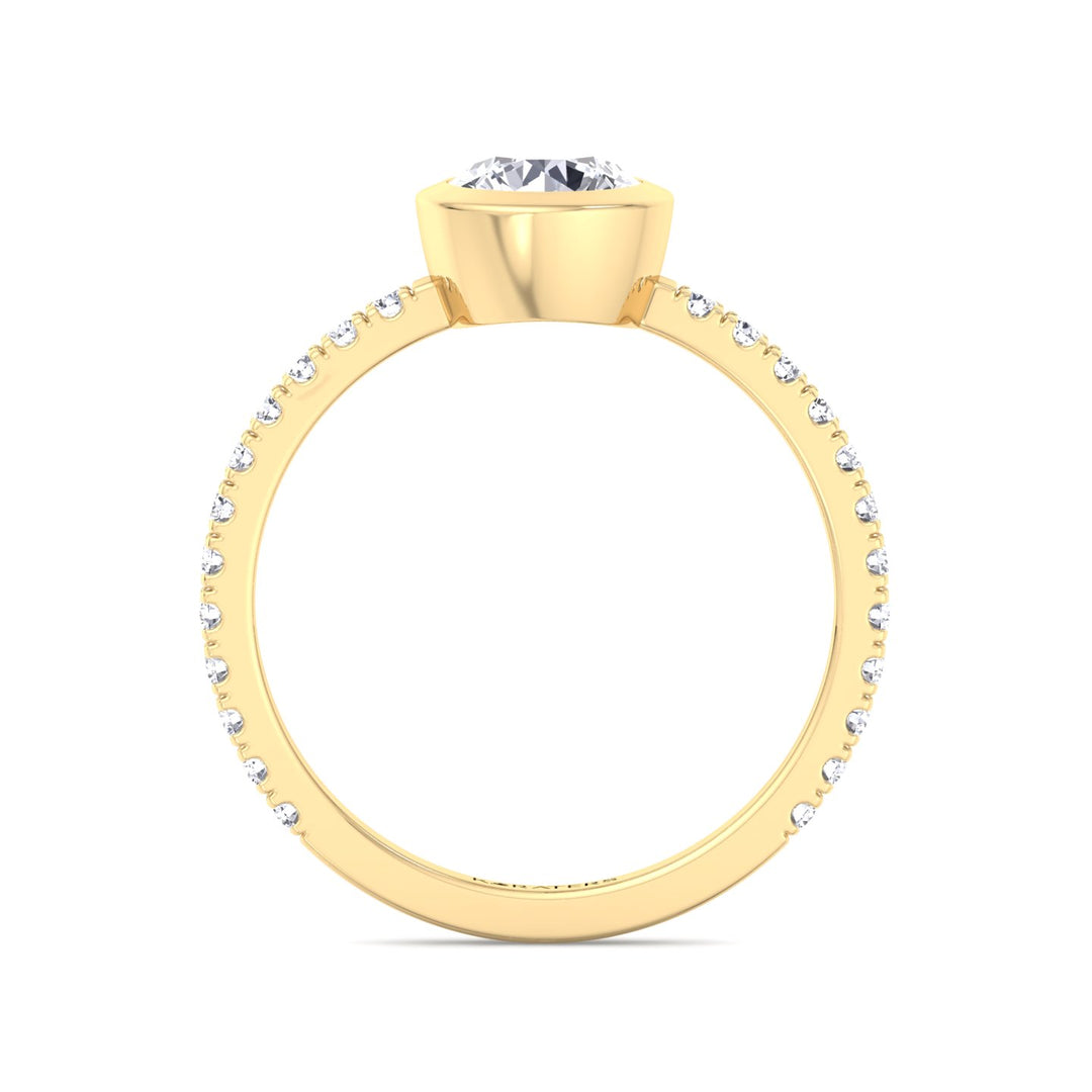 Engagement Ring with Pave band Yellow Gold