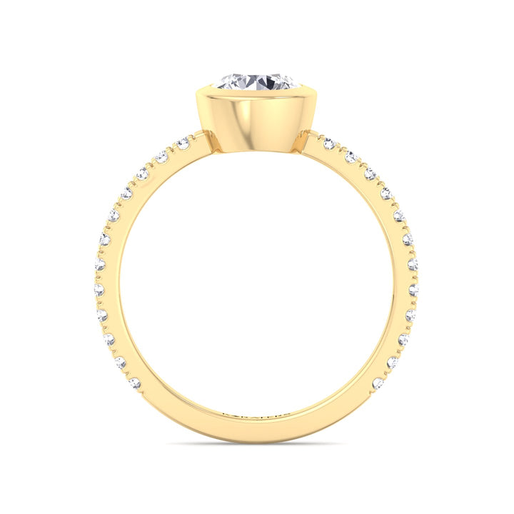 Engagement Ring with Pave band Yellow Gold