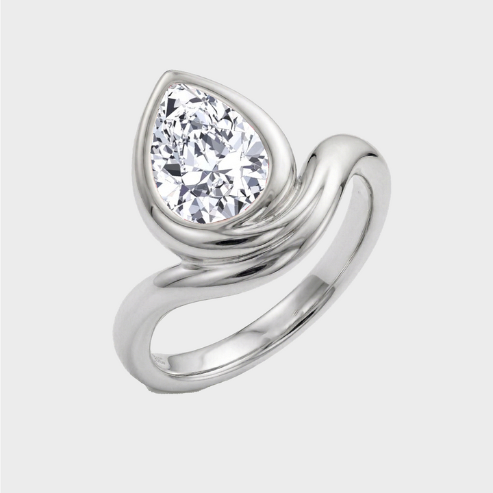 Pear shape Lab Grown Diamond Pinky Ring WG