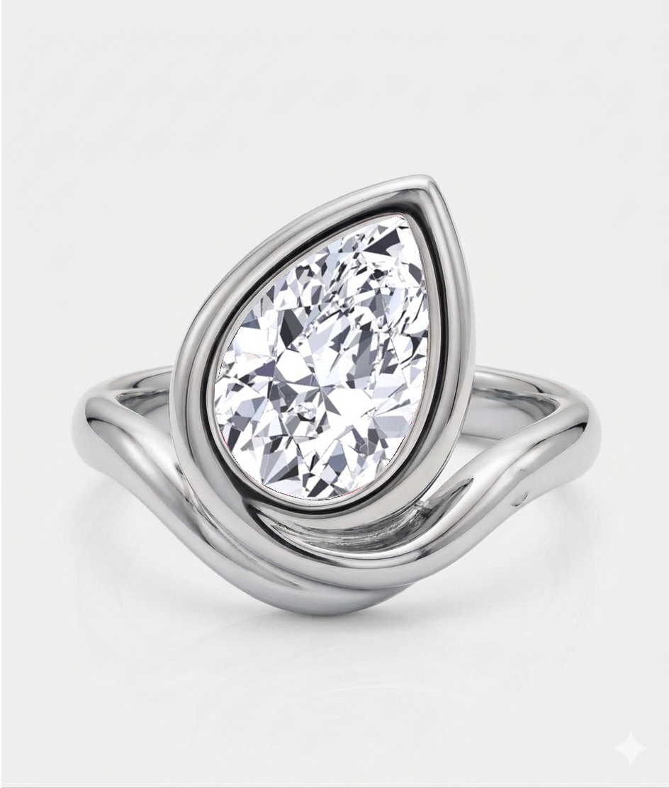 Pear shape Lab Grown Diamond Pinky Ring WG2