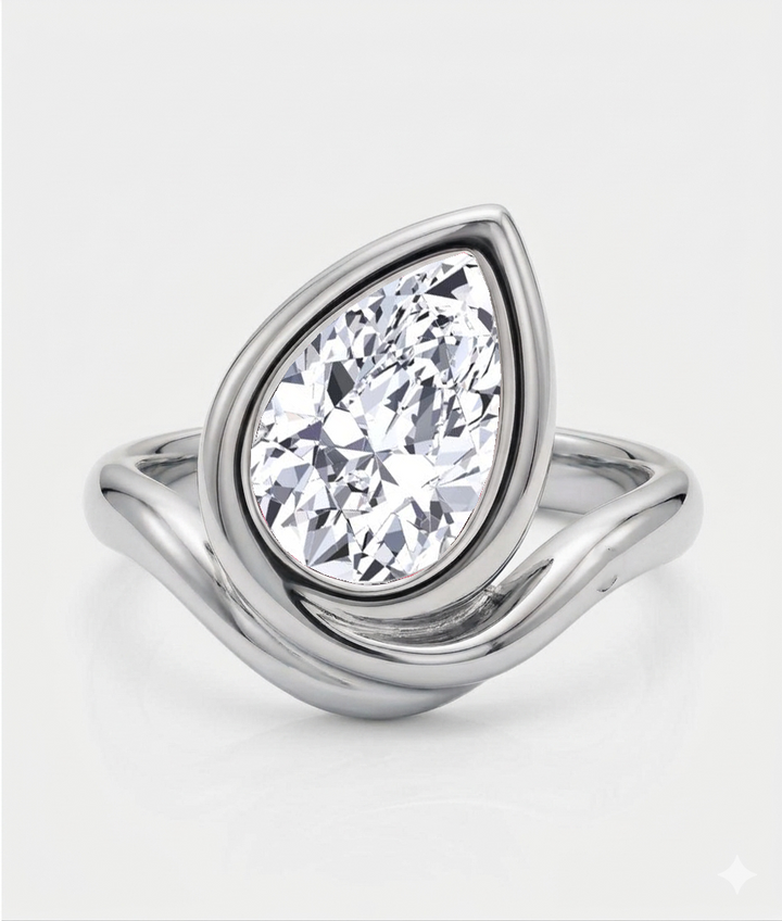 Pear shape Lab Grown Diamond Pinky Ring WG2