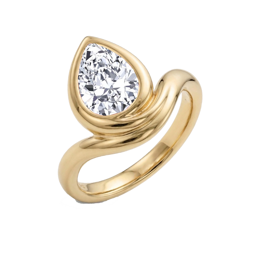 Pear shape Lab Grown Diamond Pinky Ring YG