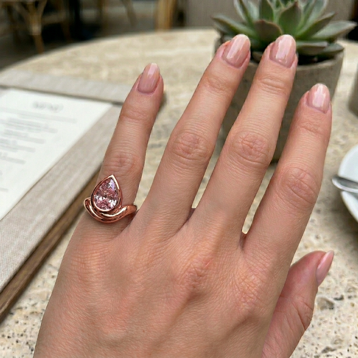 3CT Fancy Pink Lab Grown Diamond Pinky Ring