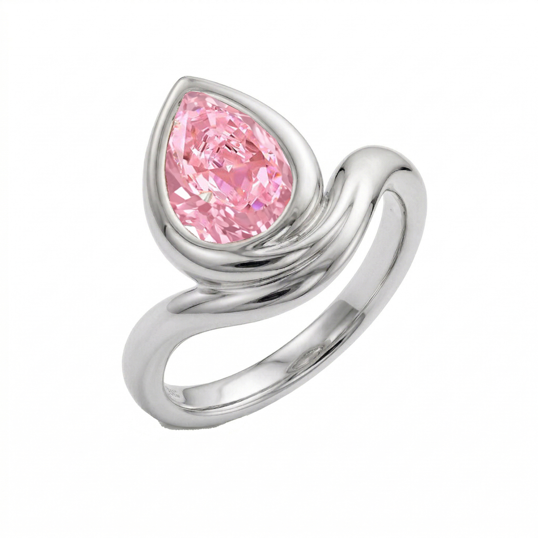 Fancy Pink Lab Grown Diamond Pinky Ring WG 2