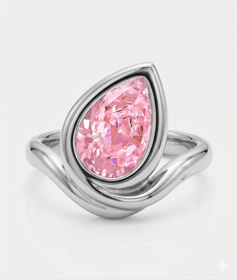 Fancy Pink Lab Grown Diamond Pinky Ring WG 3