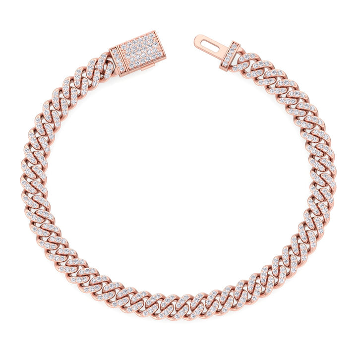 Excellet Lab Grown Diamond Cuban Link Bracelet 18K Rose 