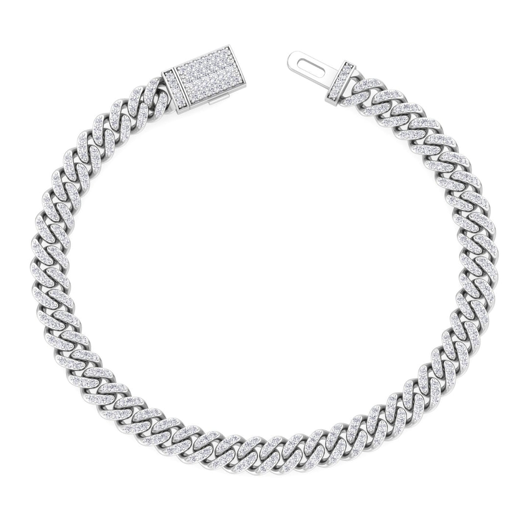 Excellet Lab Grown Diamond Cuban Link Bracelet 18K White 