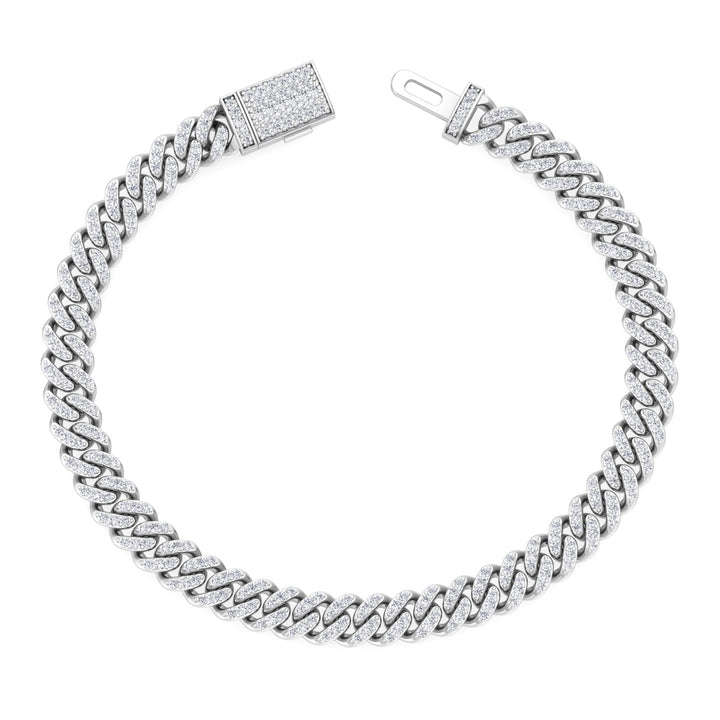Excellet Lab Grown Diamond Cuban Link Bracelet 18K White 