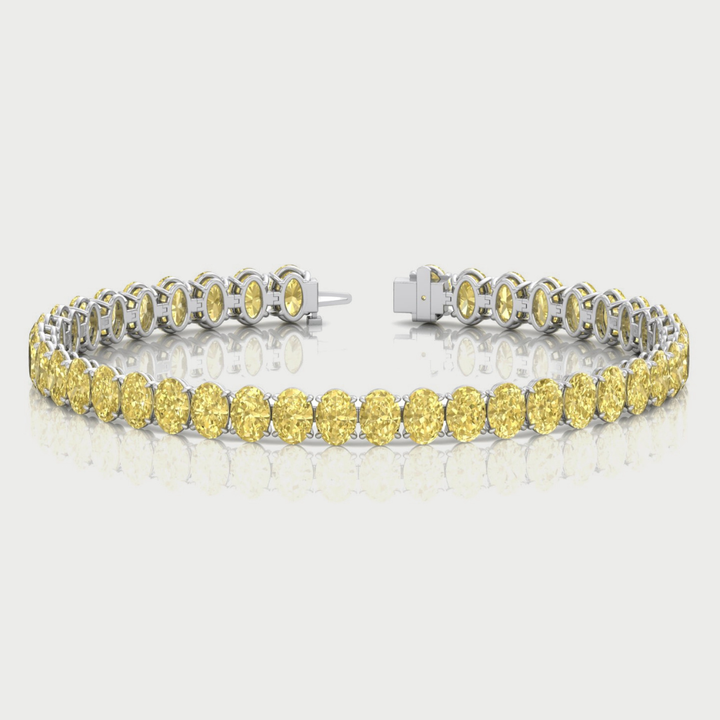 Fancy Yellow Oval Cut Lab Grown Diamond Tennis Bracelet