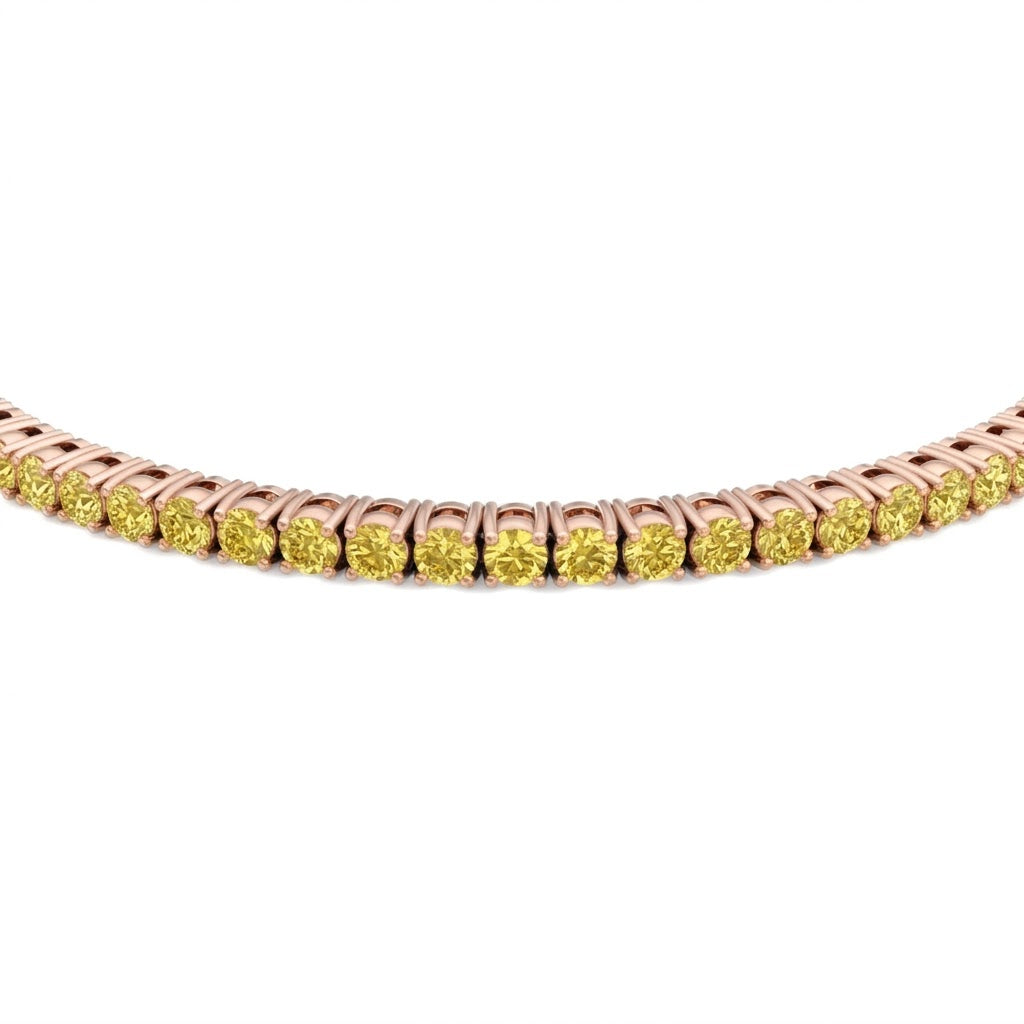 Men's Fancy Yellow Lab Grown Diamond Tennis Bracelet Rose Gold