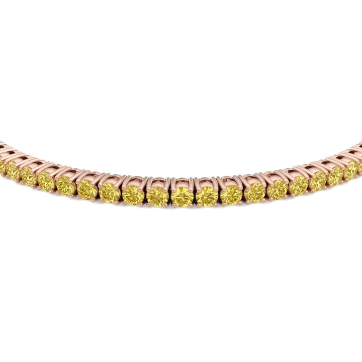 Men's Fancy Yellow Lab Grown Diamond Tennis Bracelet Rose Gold