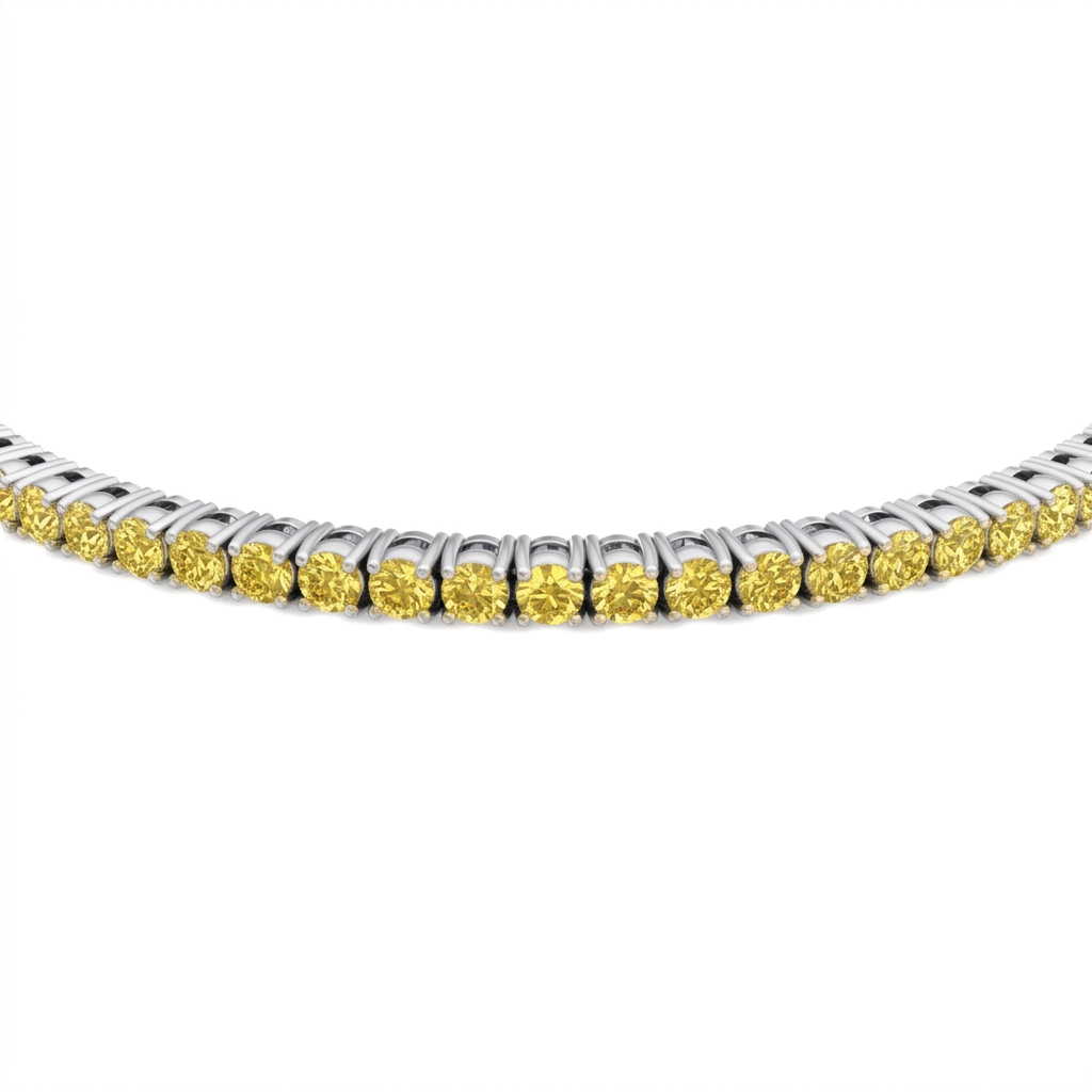 Men's Fancy Yellow Lab Grown Diamond Tennis Bracelet White Gold