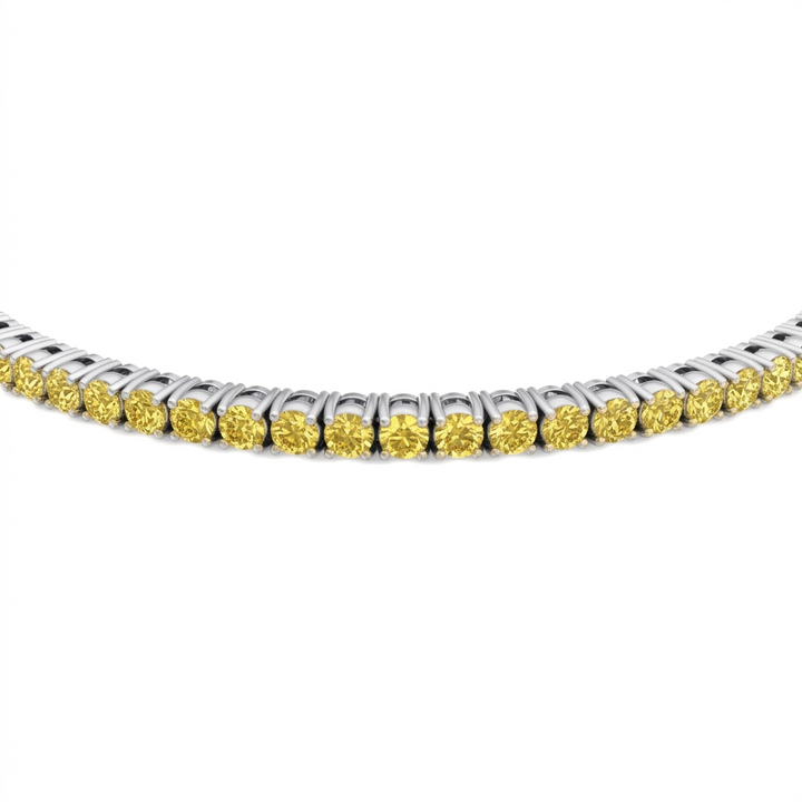 Men's Fancy Yellow Lab Grown Diamond Tennis Bracelet White Gold