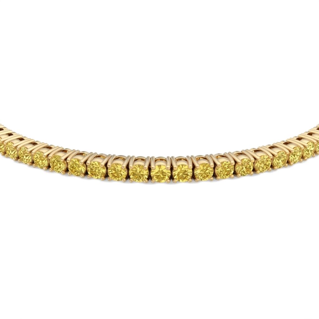 Men's Fancy Yellow Lab Grown Diamond Tennis Bracelet Yellow Gold 
