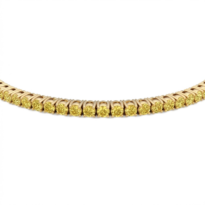 Men's Fancy Yellow Lab Grown Diamond Tennis Bracelet Yellow Gold 