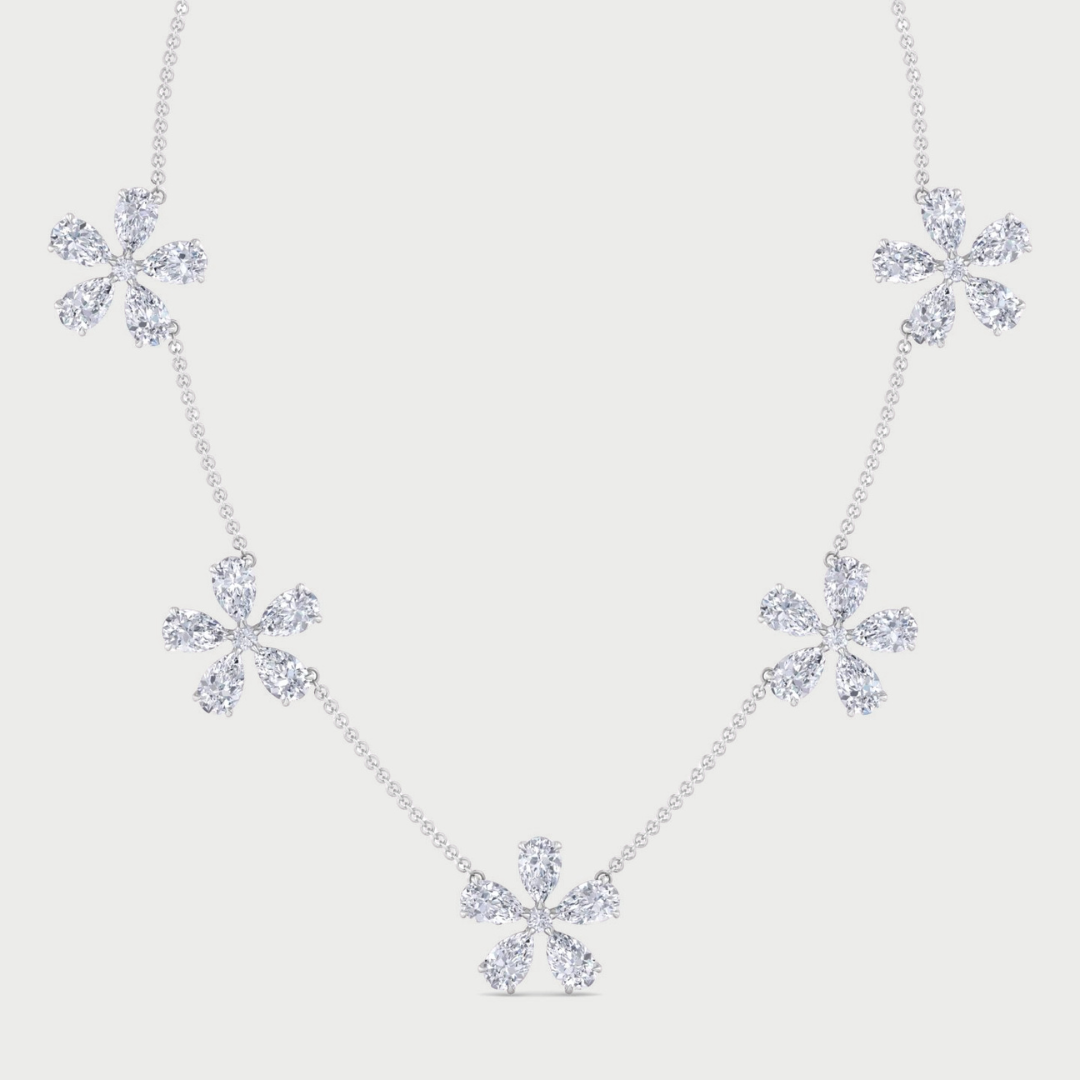 Five Flower Lab Grown Diamond Necklace
