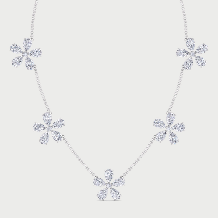 Five Flower Lab Grown Diamond Necklace