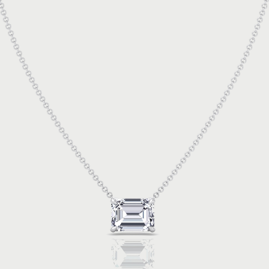 Floating Emerald Shape Lab Grown Diamond Pendant