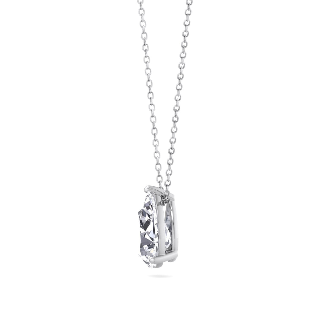 Floating Pear Shape-Lab Grown Diamond White Pendant, Side Profile