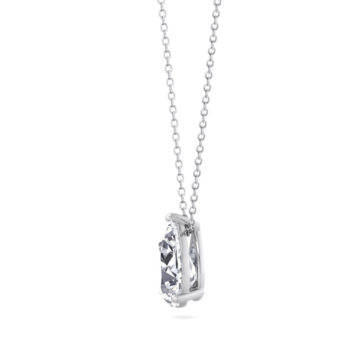 Floating Pear Shape-Lab Grown Diamond White Pendant, Side Profile