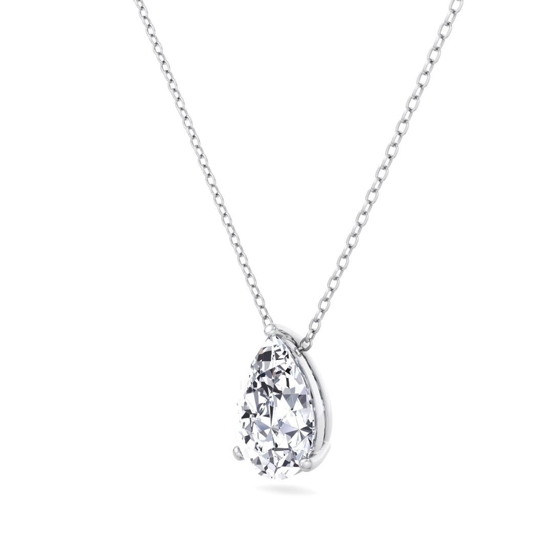 Floating Pear Shape Lab Diamond Pendant White Gold, Tilted