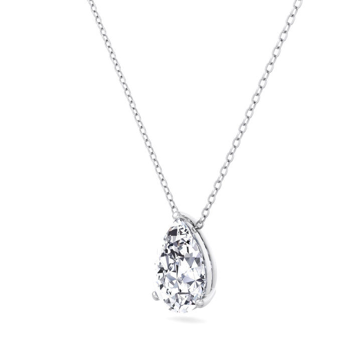Floating Pear Shape Lab Diamond Pendant White Gold, Tilted