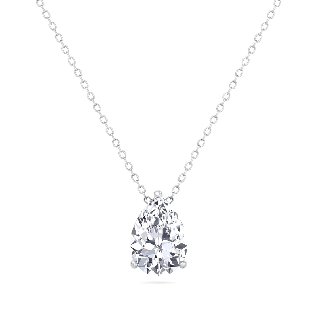 Floating Pear Shape Lab Grown Diamond Pendant - White Gold