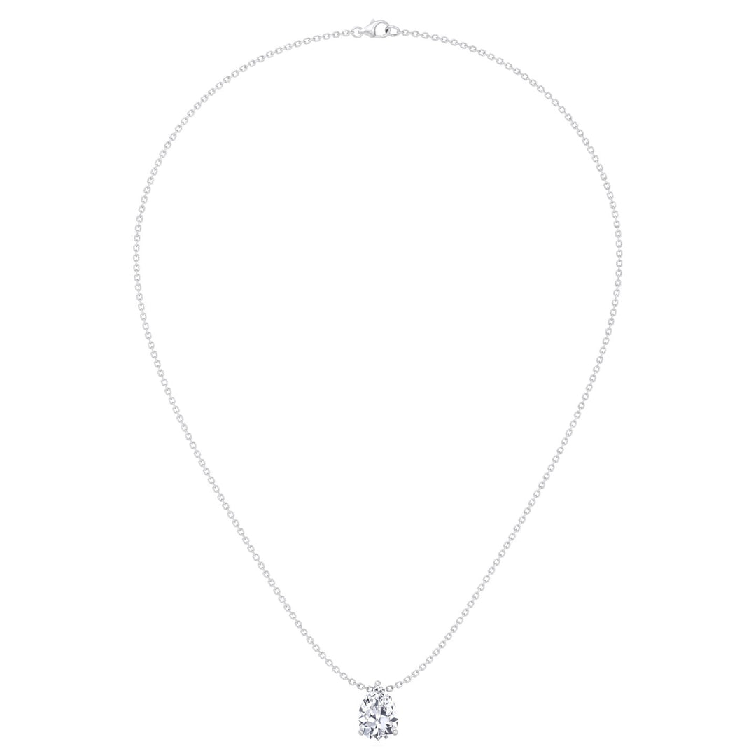 Floating Pear Shape Lab Grown Diamond Pendant - White Gold