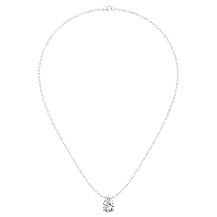 Floating Pear Shape Lab Grown Diamond Pendant - White Gold
