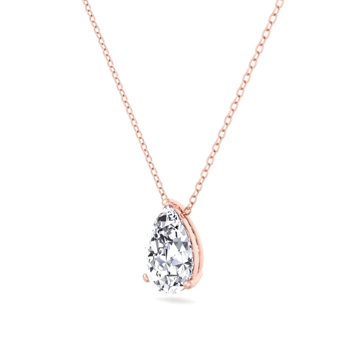 Floating Pear Shape Lab Grown Diamond Rose Pendant, Tilted