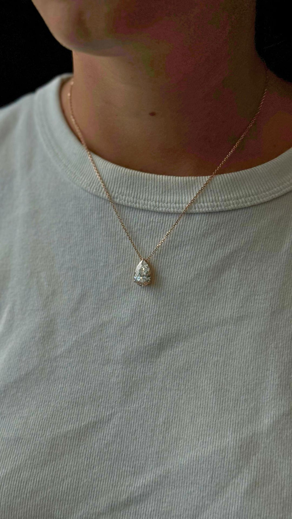 Floating Pear Shape Lab Grown Diamond Yellow Pendant 4ct