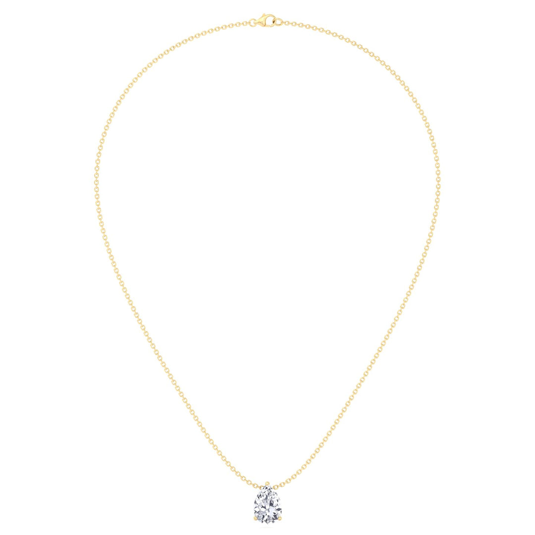Floating Pear Shape Lab Grown Diamond Yellow Pendant, Profile