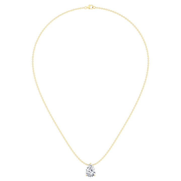 Floating Pear Shape Lab Grown Diamond Yellow Pendant, Profile