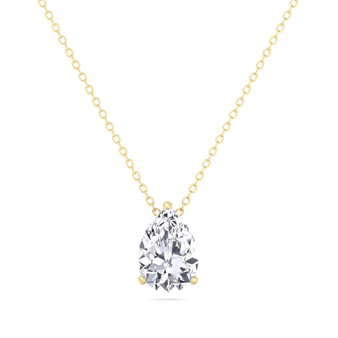 Floating Pear Shape Lab Grown Diamond Yellow Pendant, Stone