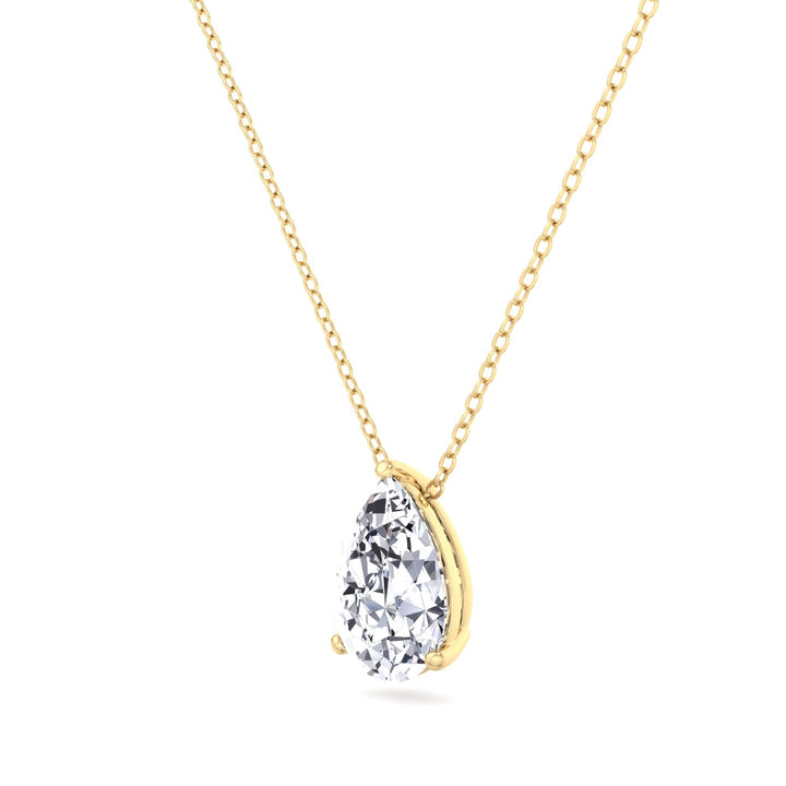 Floating Pear Shape Lab Grown Diamond Yelow Pendant, Tilted