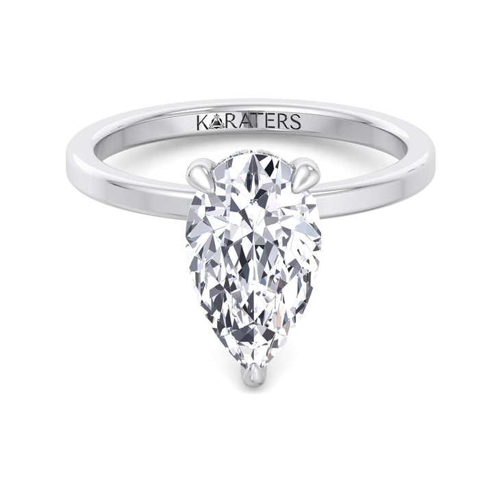 Glendale-Pear-Shape Lab White Gold Diamond Engagement Ring, Front