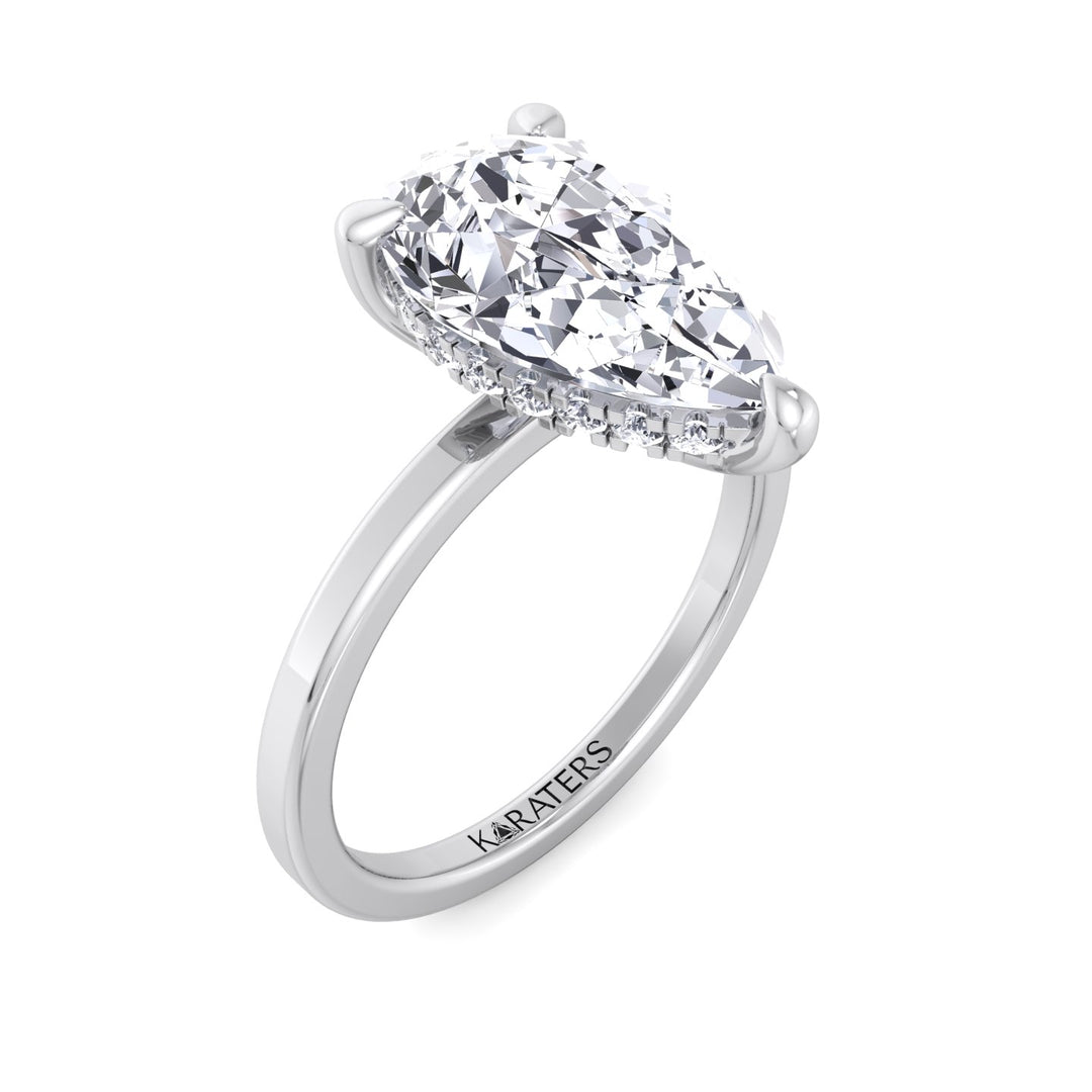 Glendale-Pear-Shape Lab White Gold Diamond Engagement Ring, Top Down