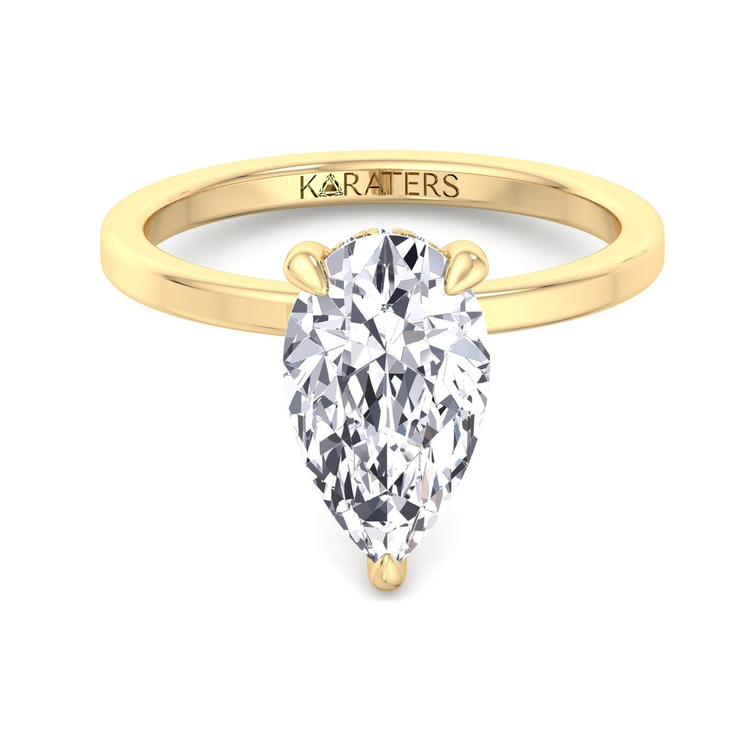 Glendale-Pear-Shape Lab Yellow Gold Diamond Engagement Ring, Front