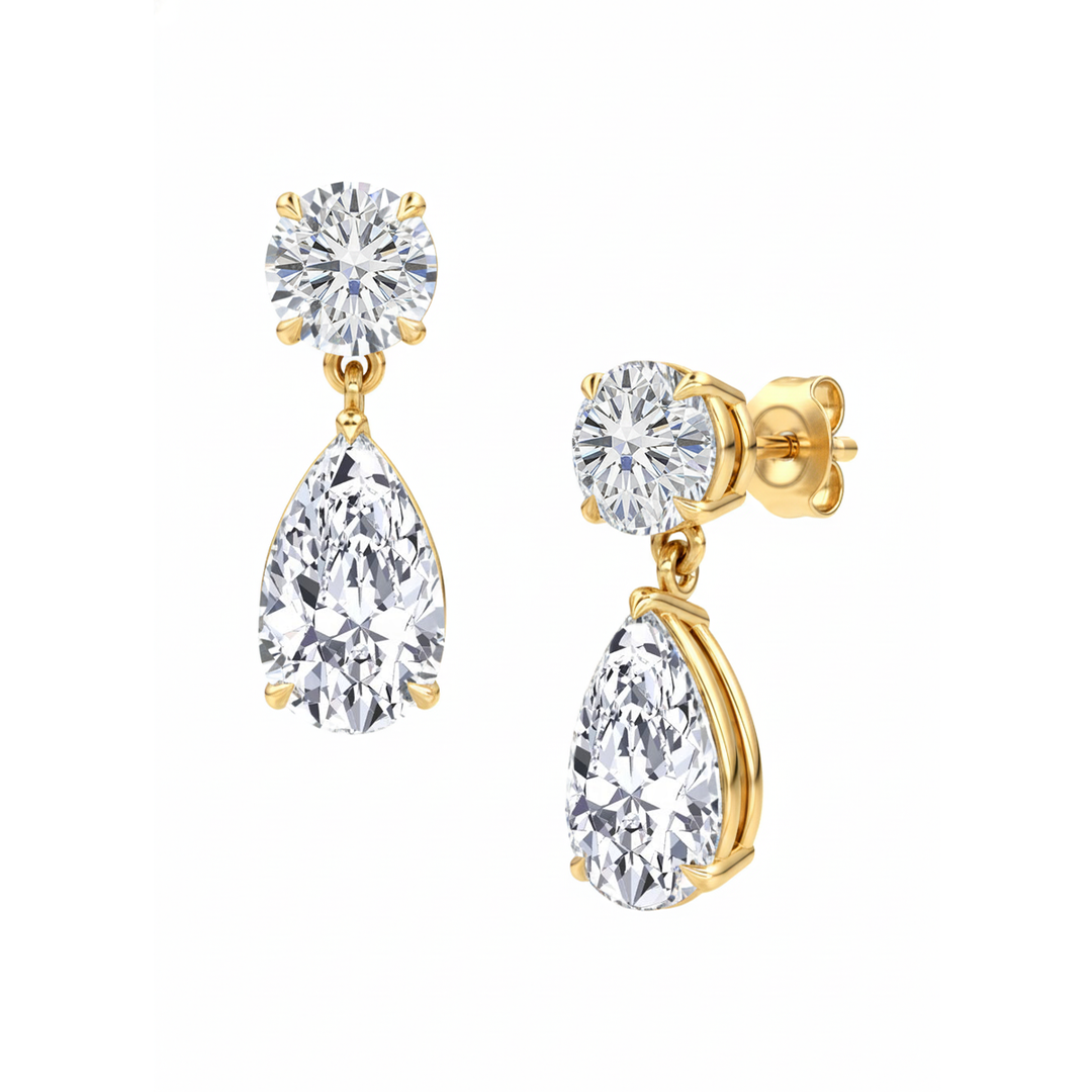 Yellow Gold Pear Shape Drop Earring