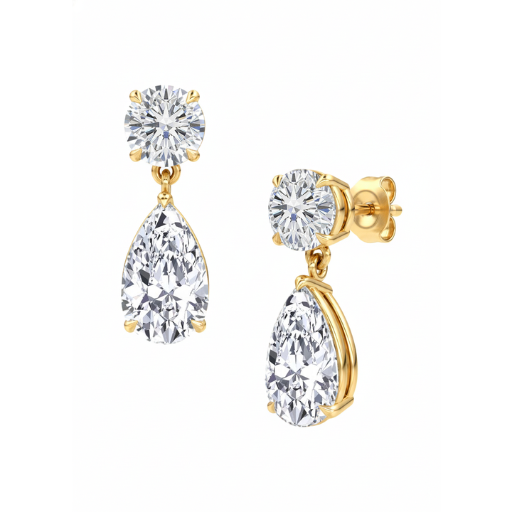Yellow Gold Pear Shape Drop Earring