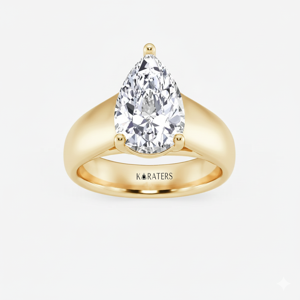 Yellow Gold Pear Wide Shank Ring1