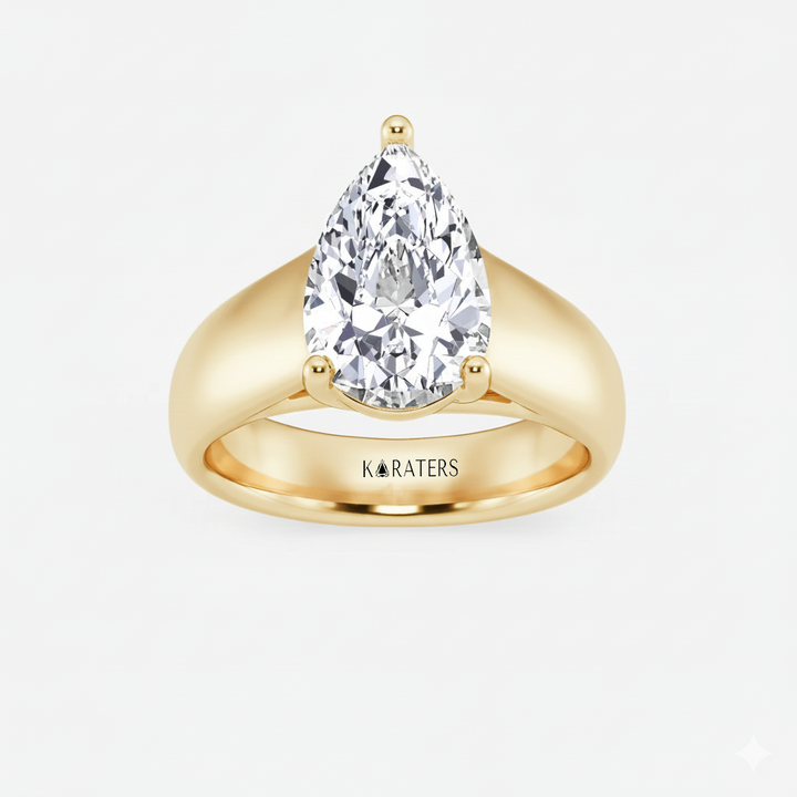 Yellow Gold Pear Wide Shank Ring1