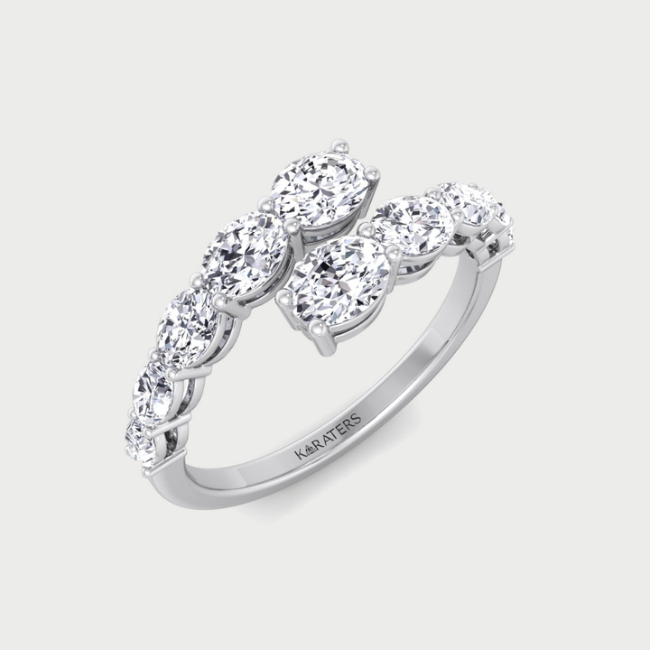 Graduated Oval Shape Lab Grown Diamond Wrap Ring