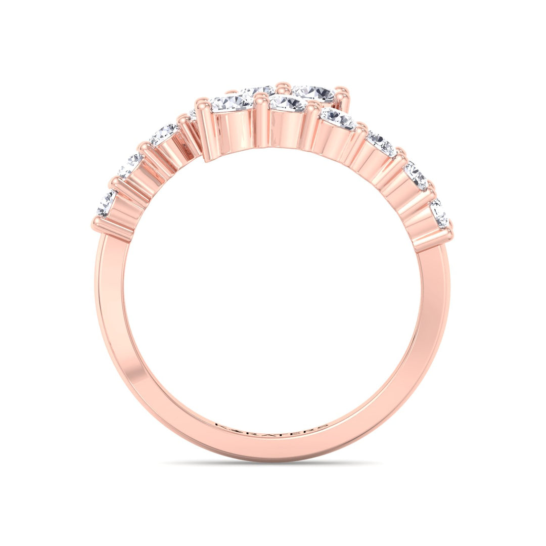Graduated Round Cut Lab-Grown Diamond Wrap Ring, Rose