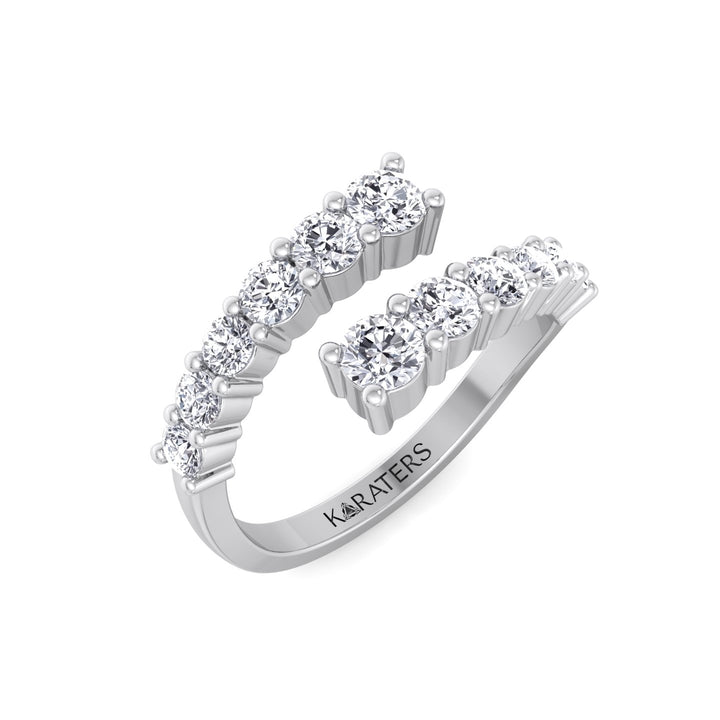 Graduated Round Cut Lab-Grown Diamond Wrap Ring, White Gold