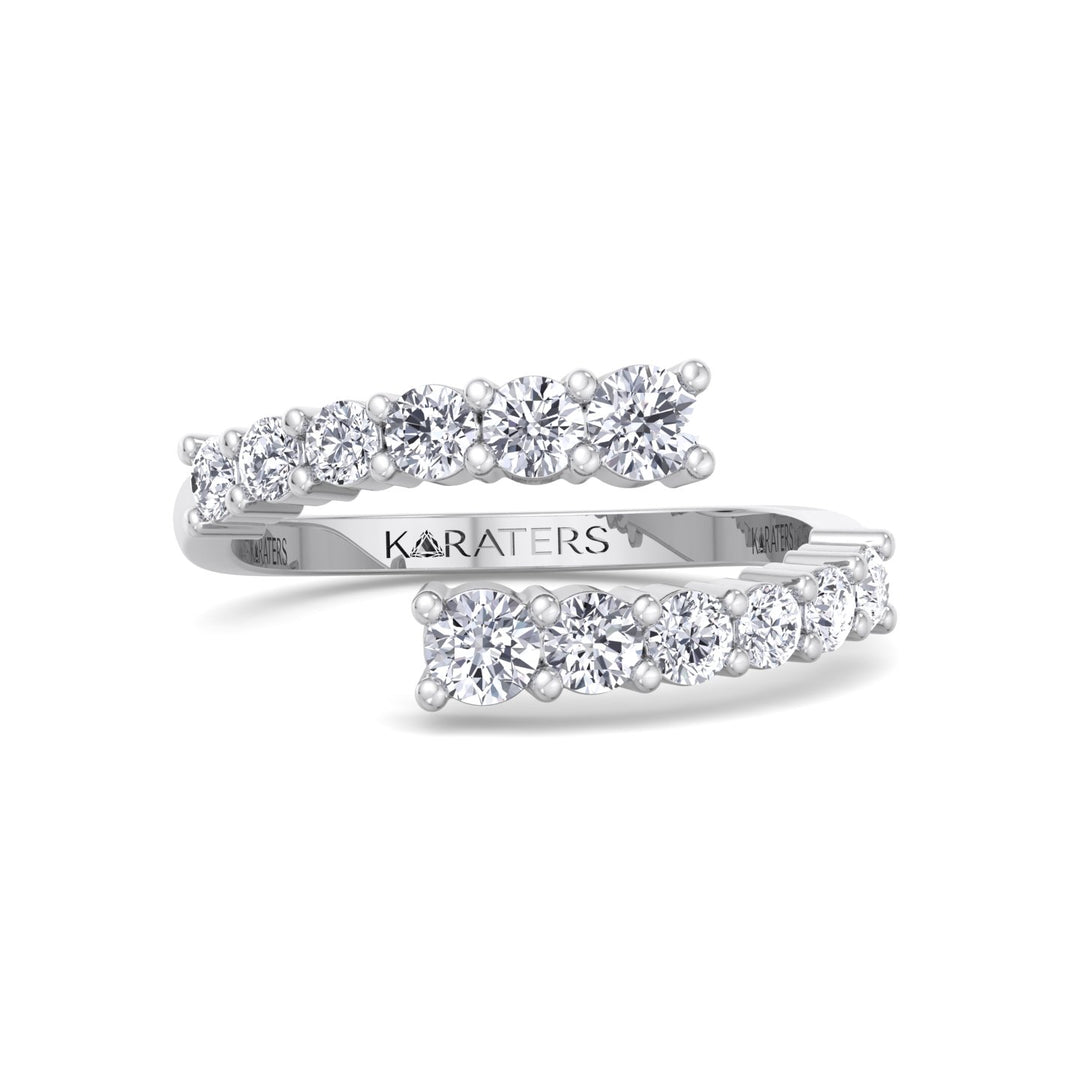 Graduated Round Cut Lab Diamond Wrap Ring, White Gold